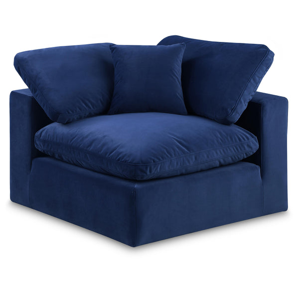 Meridian Comfy Navy Velvet Modular Corner Chair IMAGE 1