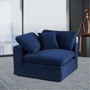 Meridian Comfy Navy Velvet Modular Corner Chair IMAGE 2