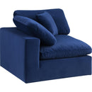 Meridian Comfy Navy Velvet Modular Corner Chair IMAGE 7