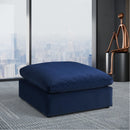 Meridian Comfy Navy Velvet Modular Ottoman IMAGE 2