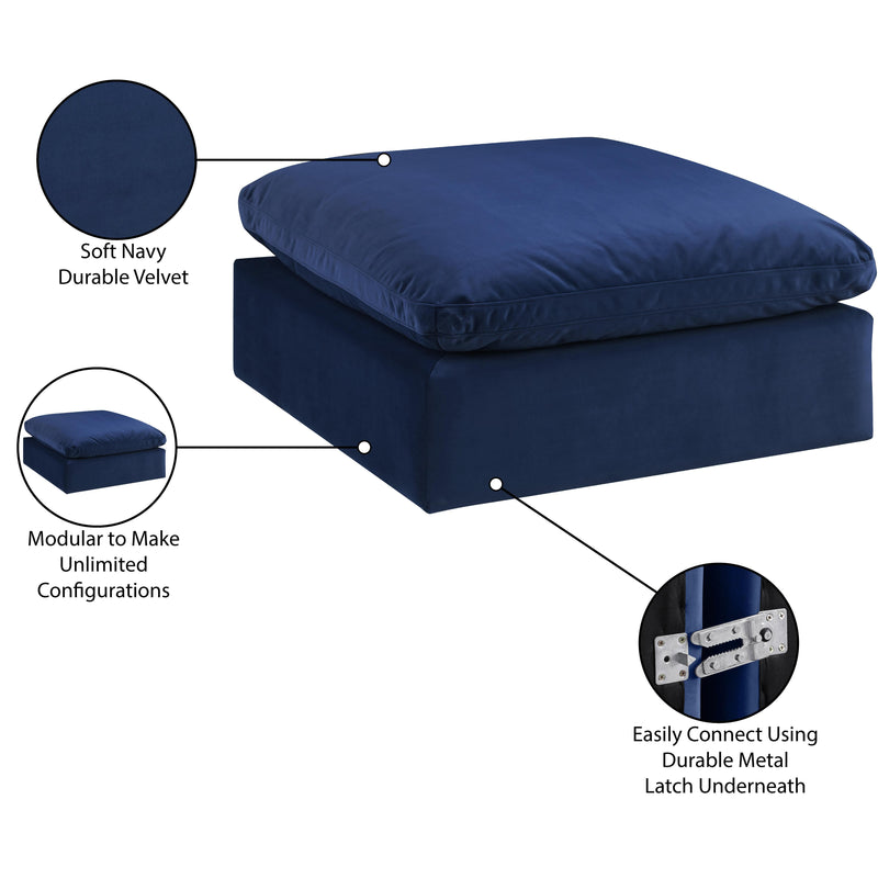 Meridian Comfy Navy Velvet Modular Ottoman IMAGE 6