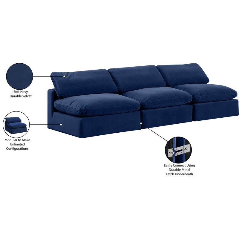Meridian Comfy Navy Velvet Modular Sofa IMAGE 10