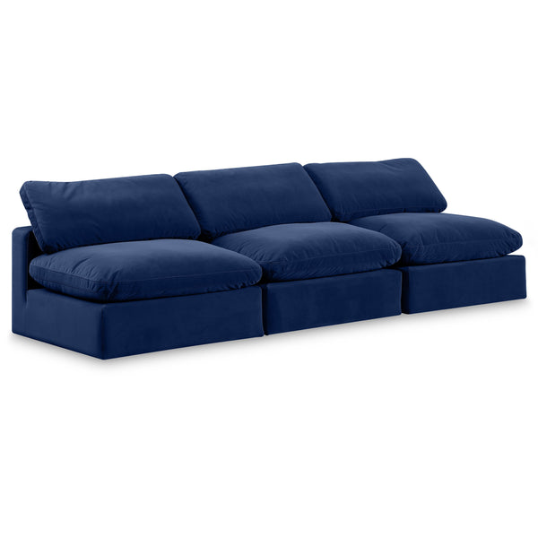 Meridian Comfy Navy Velvet Modular Sofa IMAGE 1