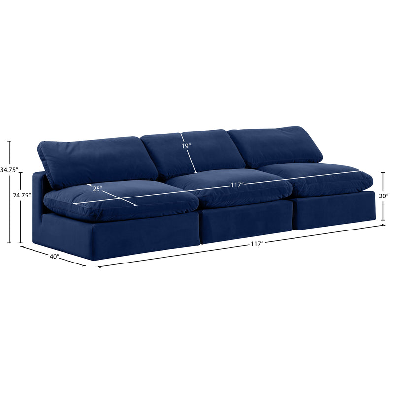 Meridian Comfy Navy Velvet Modular Sofa IMAGE 9