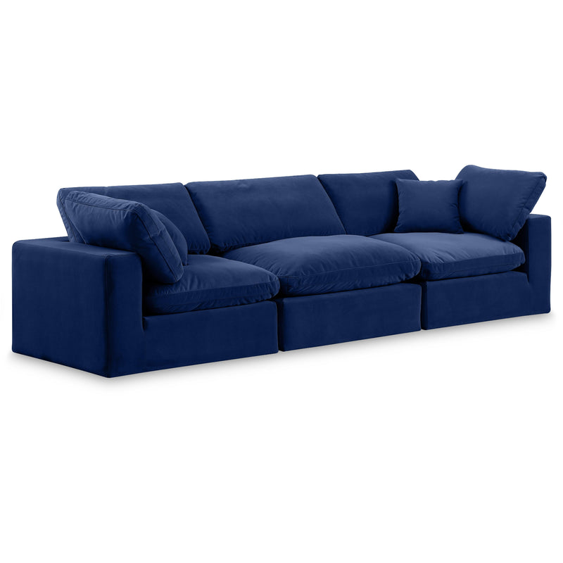 Meridian Comfy Navy Velvet Modular Sofa IMAGE 1