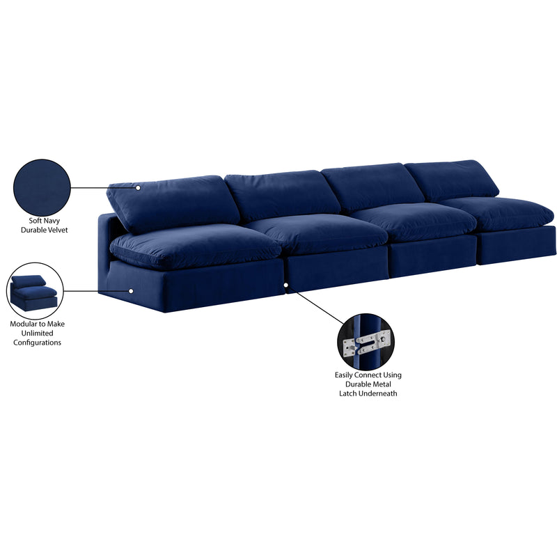 Meridian Comfy Navy Velvet Modular Sofa IMAGE 10