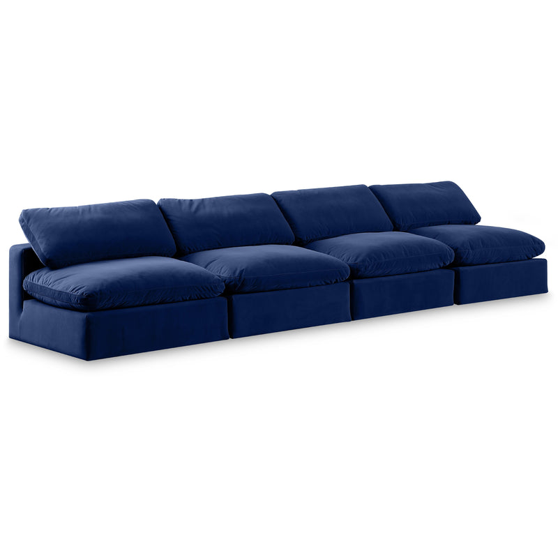 Meridian Comfy Navy Velvet Modular Sofa IMAGE 1