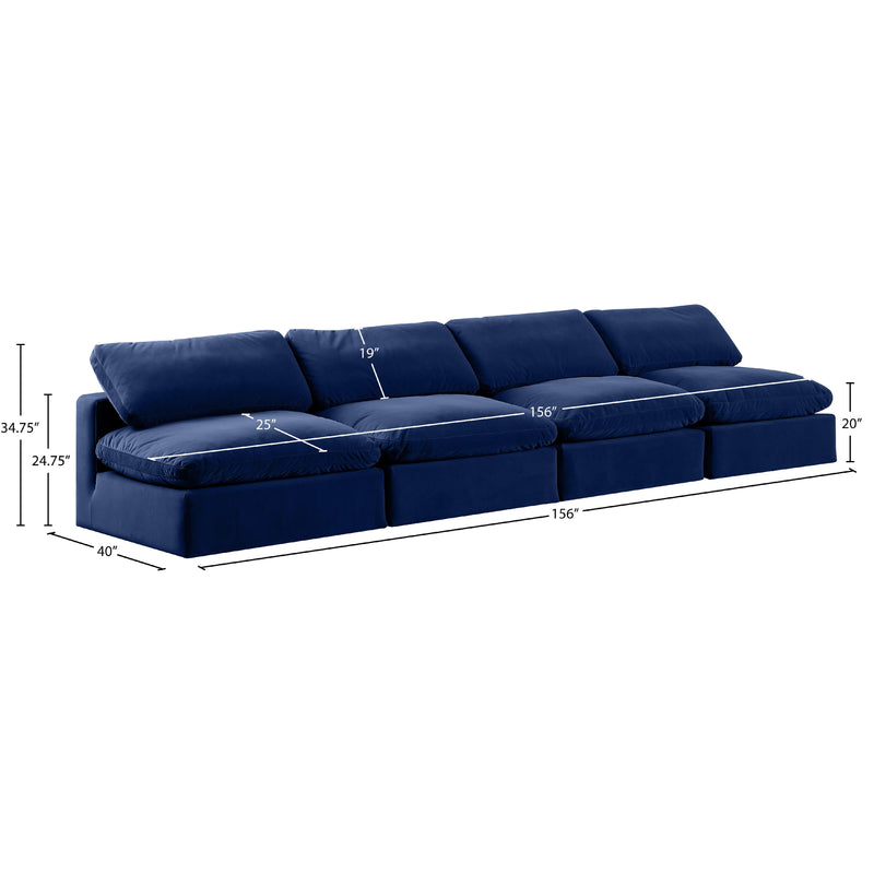 Meridian Comfy Navy Velvet Modular Sofa IMAGE 9
