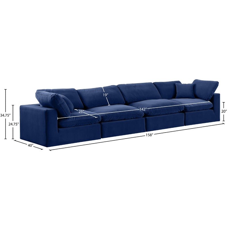 Meridian Comfy Navy Velvet Modular Sofa IMAGE 10