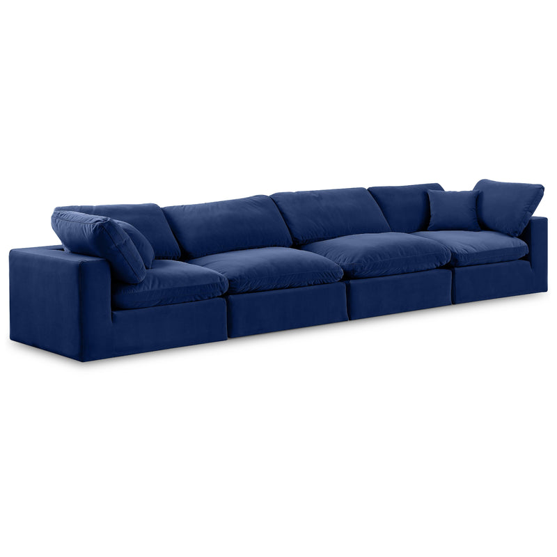 Meridian Comfy Navy Velvet Modular Sofa IMAGE 1