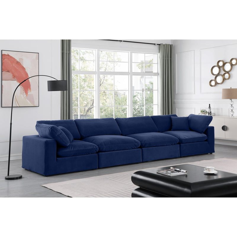 Meridian Comfy Navy Velvet Modular Sofa IMAGE 2