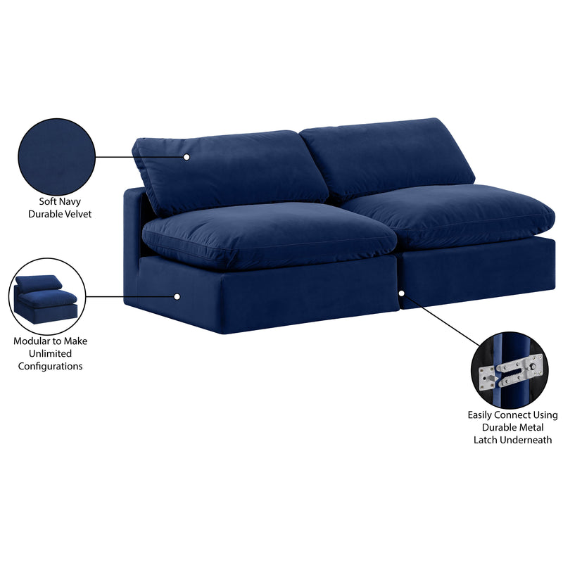 Meridian Comfy Navy Velvet Modular Sofa IMAGE 10