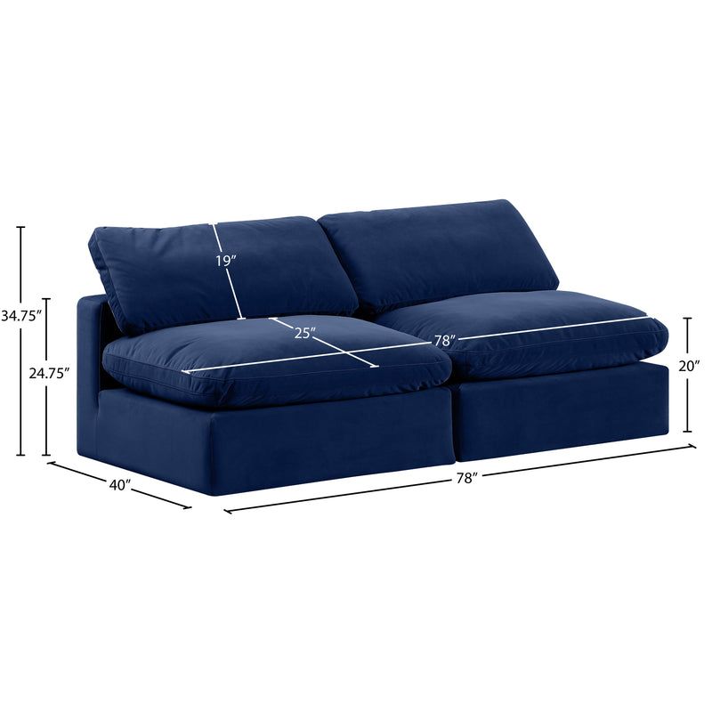 Meridian Comfy Navy Velvet Modular Sofa IMAGE 9