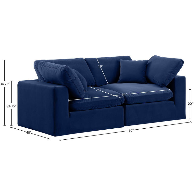 Meridian Comfy Navy Velvet Modular Sofa IMAGE 10