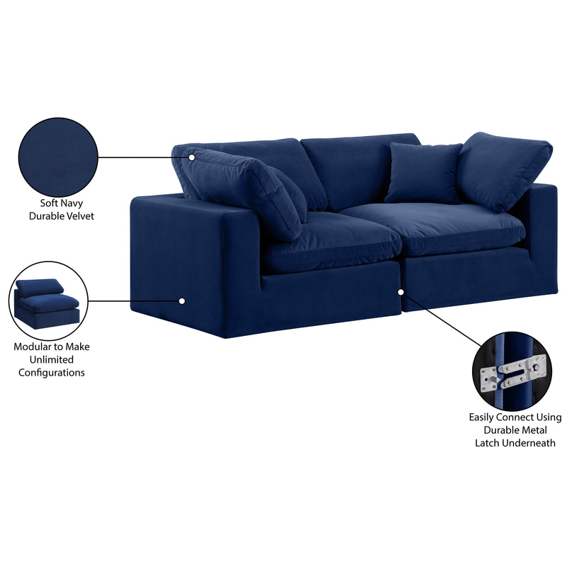 Meridian Comfy Navy Velvet Modular Sofa IMAGE 11