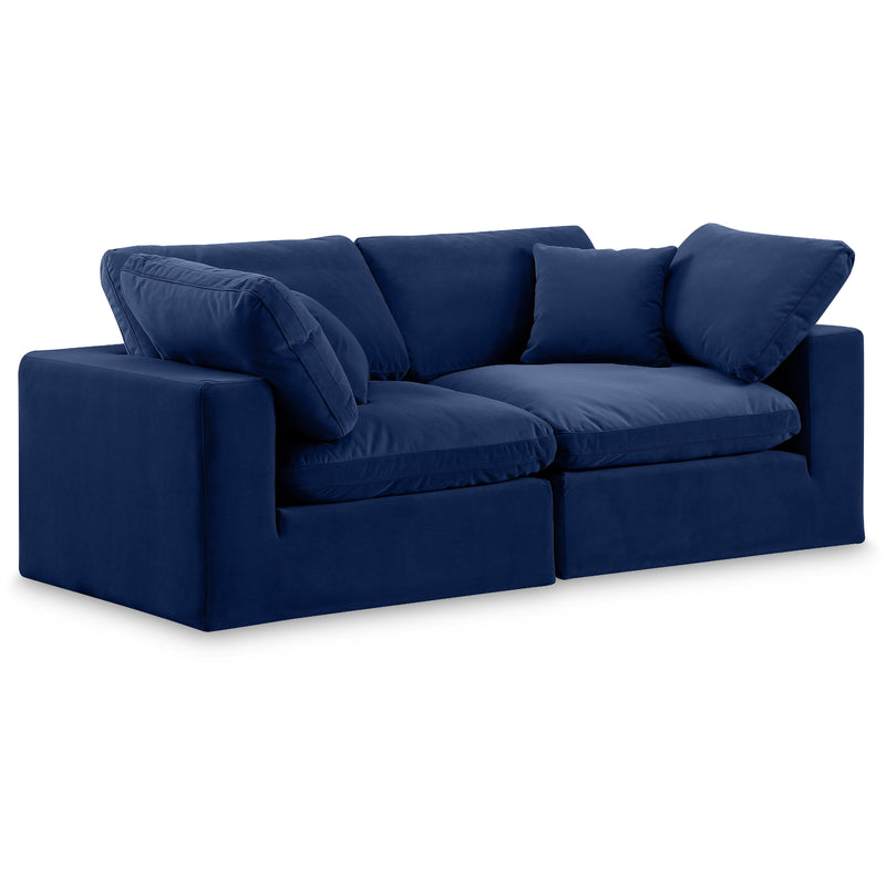 Meridian Comfy Navy Velvet Modular Sofa IMAGE 1