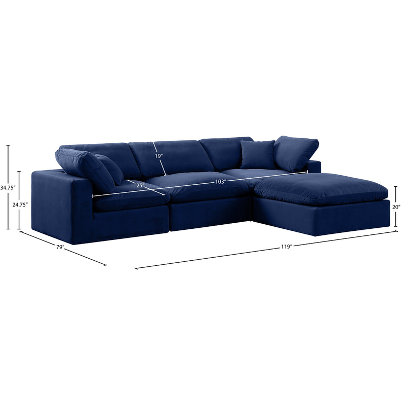 Meridian Comfy Navy Velvet Modular Sectional IMAGE 15