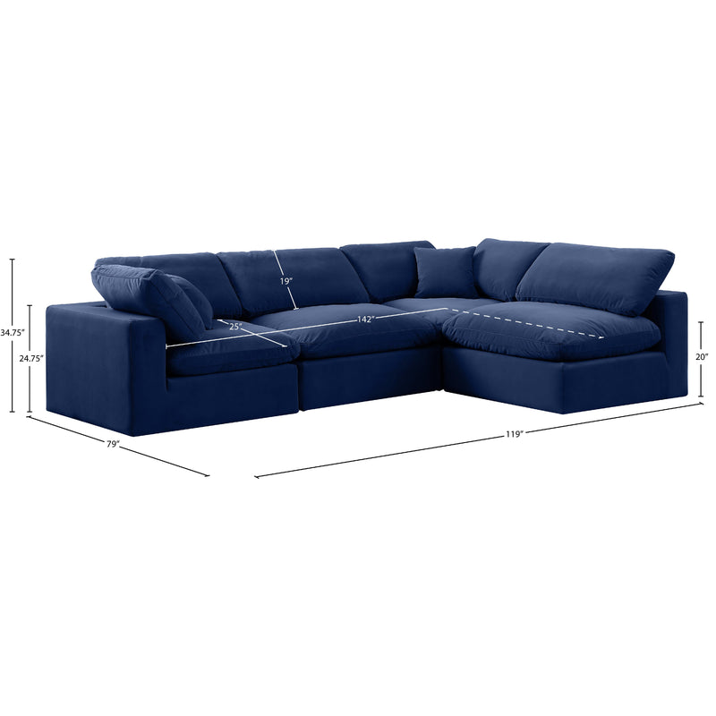 Meridian Comfy Navy Velvet Modular Sectional IMAGE 15