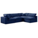 Meridian Comfy Navy Velvet Modular Sectional IMAGE 1