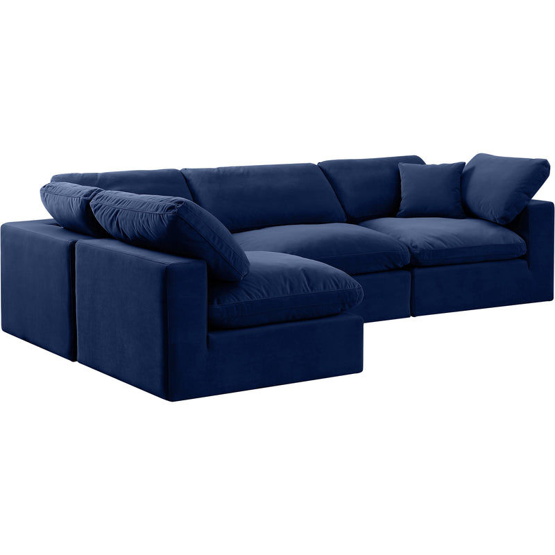 Meridian Comfy Navy Velvet Modular Sectional IMAGE 2