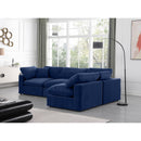 Meridian Comfy Navy Velvet Modular Sectional IMAGE 4