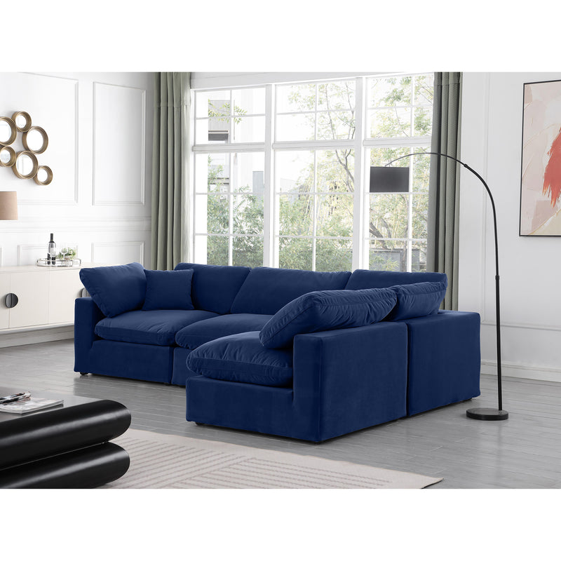 Meridian Comfy Navy Velvet Modular Sectional IMAGE 4