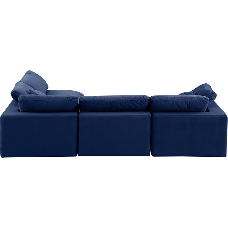 Meridian Comfy Navy Velvet Modular Sectional IMAGE 5