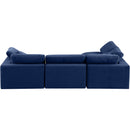 Meridian Comfy Navy Velvet Modular Sectional IMAGE 6