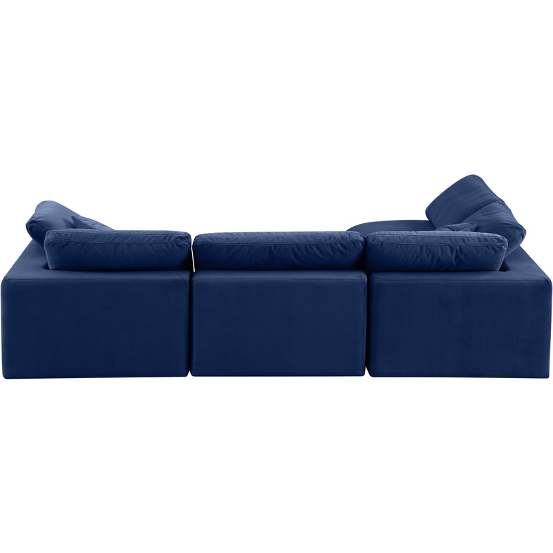 Meridian Comfy Navy Velvet Modular Sectional IMAGE 6