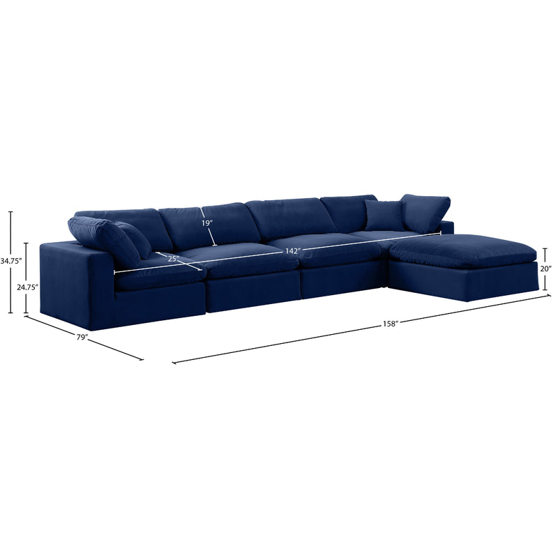 Meridian Comfy Navy Velvet Modular Sectional IMAGE 15