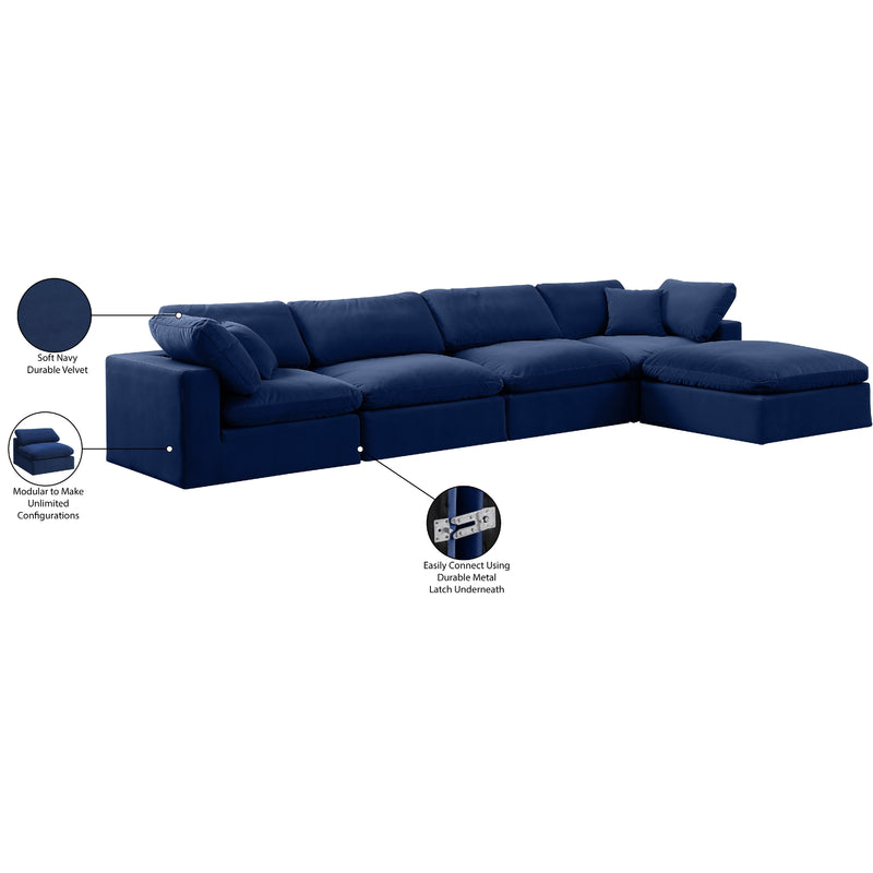 Meridian Comfy Navy Velvet Modular Sectional IMAGE 16