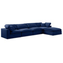 Meridian Comfy Navy Velvet Modular Sectional IMAGE 1