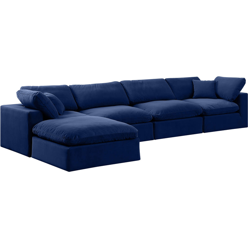 Meridian Comfy Navy Velvet Modular Sectional IMAGE 2