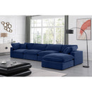 Meridian Comfy Navy Velvet Modular Sectional IMAGE 4