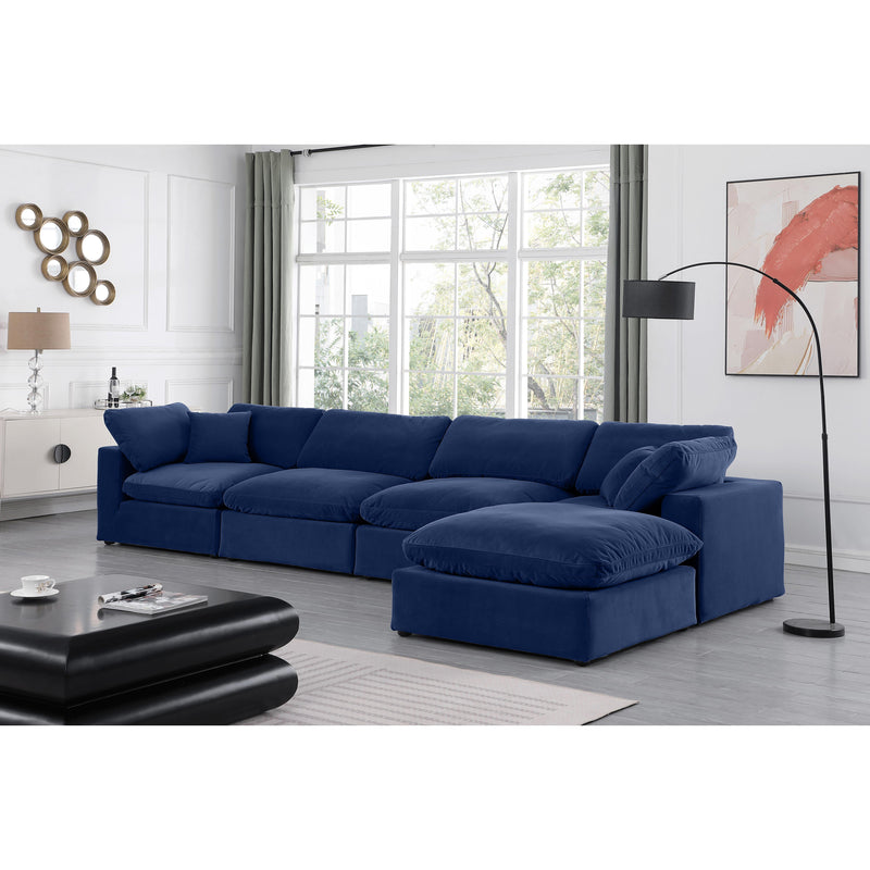 Meridian Comfy Navy Velvet Modular Sectional IMAGE 4
