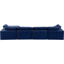 Meridian Comfy Navy Velvet Modular Sectional IMAGE 5