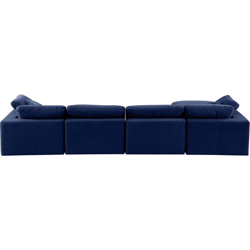 Meridian Comfy Navy Velvet Modular Sectional IMAGE 6