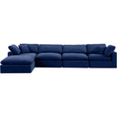 Meridian Comfy Navy Velvet Modular Sectional IMAGE 7