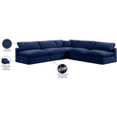 Meridian Comfy Navy Velvet Modular Sectional IMAGE 11