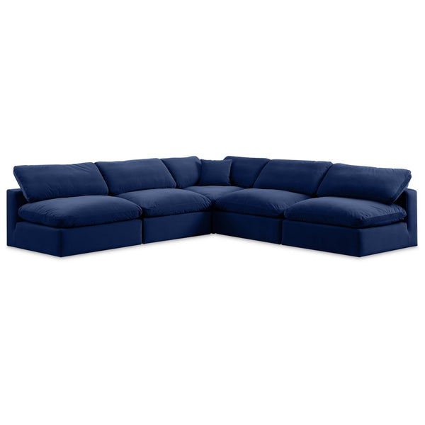 Meridian Comfy Navy Velvet Modular Sectional IMAGE 1