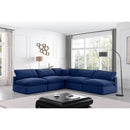 Meridian Comfy Navy Velvet Modular Sectional IMAGE 2