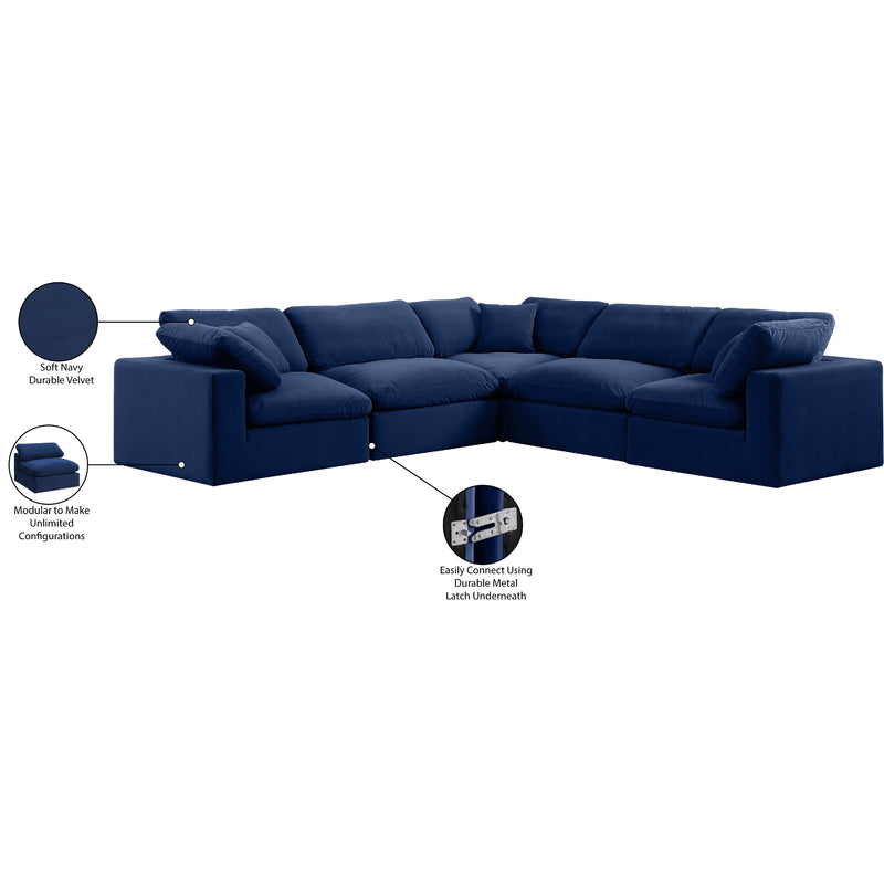 Meridian Comfy Navy Velvet Modular Sectional IMAGE 11