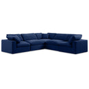 Meridian Comfy Navy Velvet Modular Sectional IMAGE 1