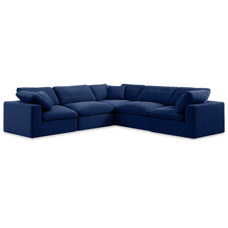 Meridian Comfy Navy Velvet Modular Sectional IMAGE 1