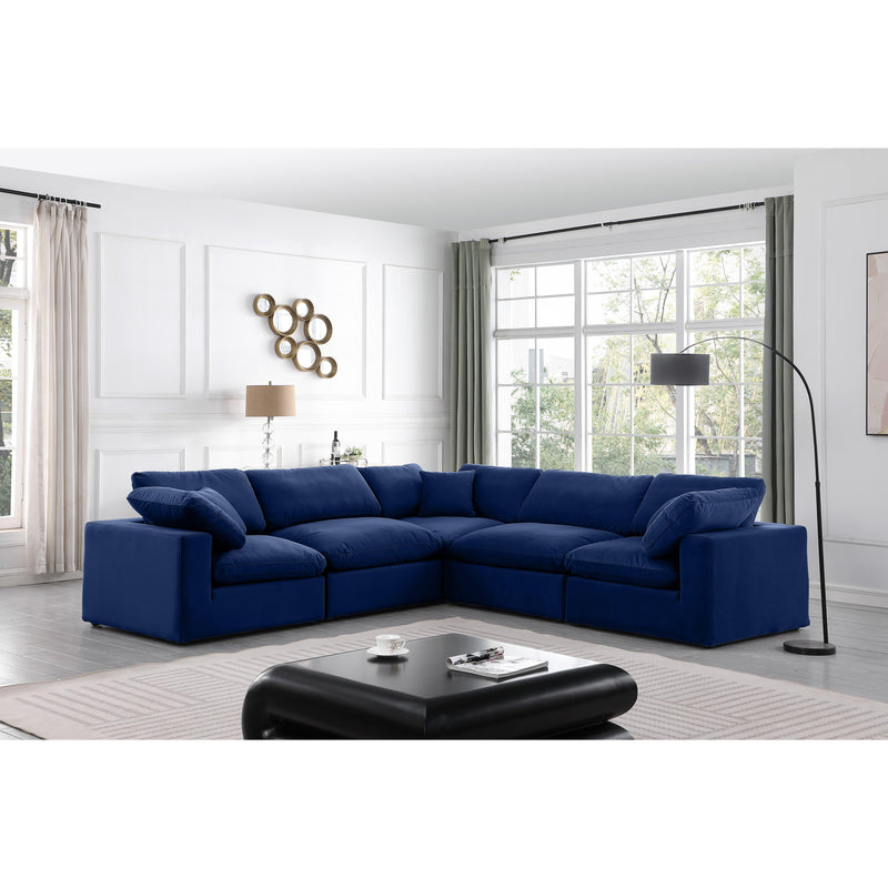 Meridian Comfy Navy Velvet Modular Sectional IMAGE 2