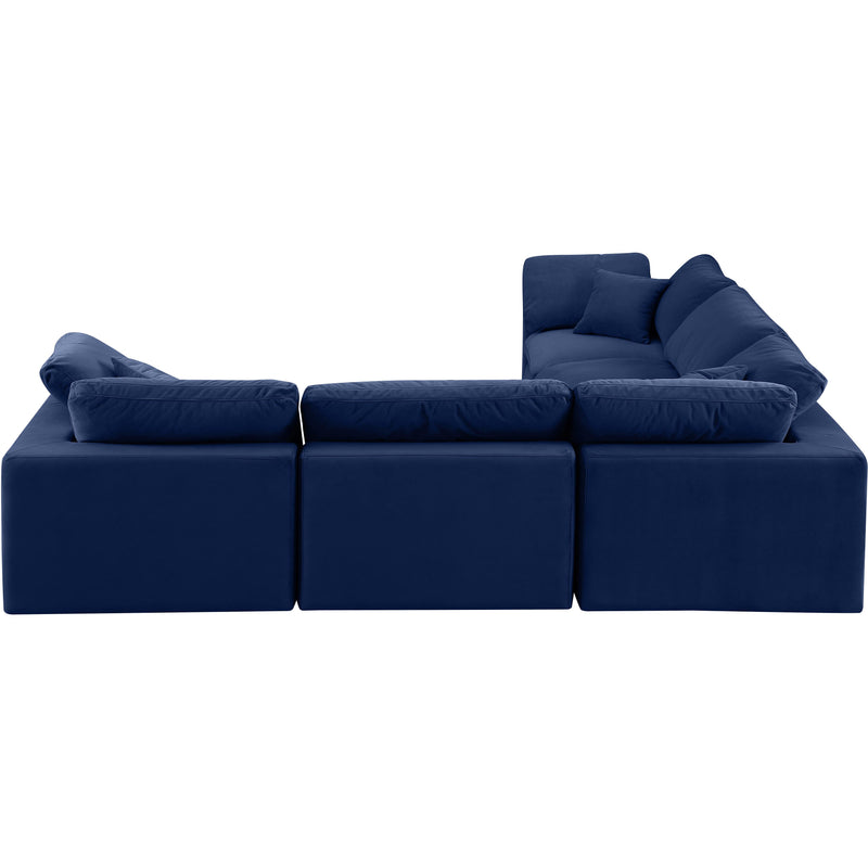 Meridian Comfy Navy Velvet Modular Sectional IMAGE 4