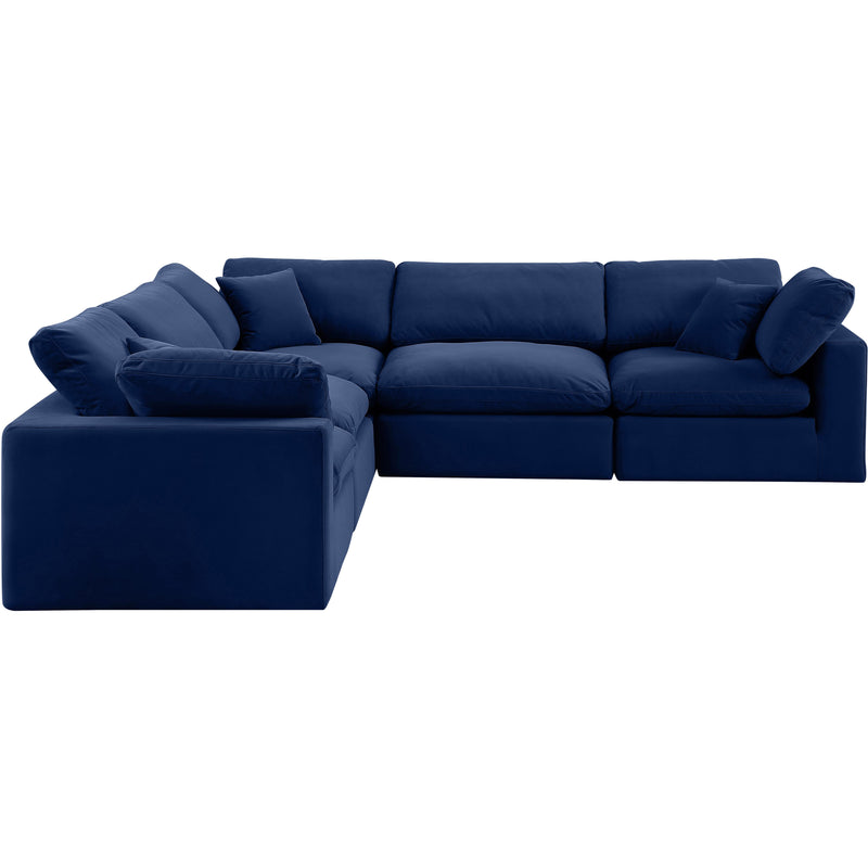 Meridian Comfy Navy Velvet Modular Sectional IMAGE 5