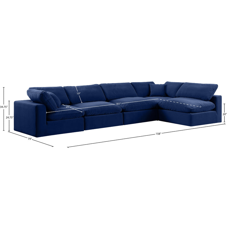 Meridian Comfy Navy Velvet Modular Sectional IMAGE 15