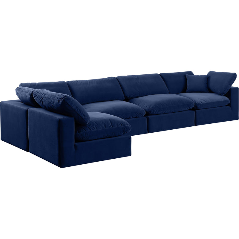 Meridian Comfy Navy Velvet Modular Sectional IMAGE 2