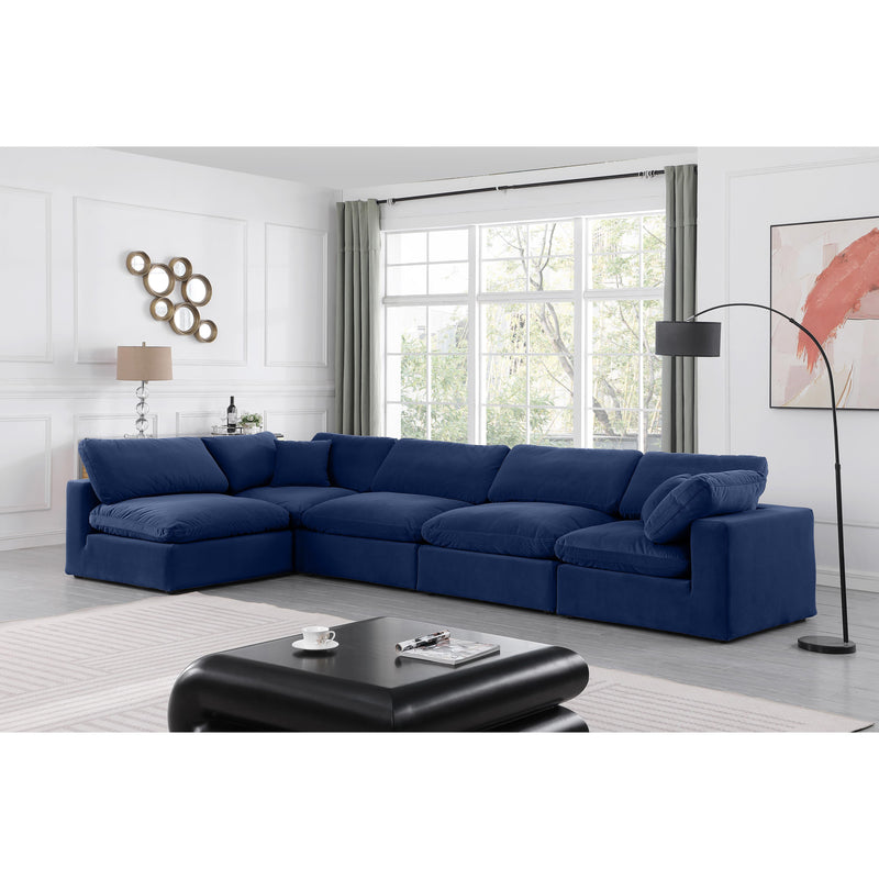 Meridian Comfy Navy Velvet Modular Sectional IMAGE 3